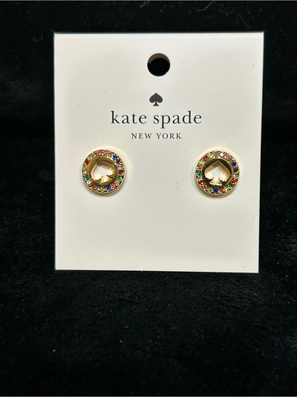 kate spade New York Gold Spade Stud Earrings with Multicolor Crystals